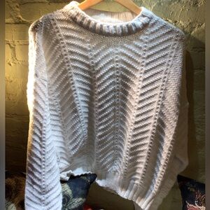 L.L. Bean White Chevron Knit Sweater